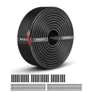 NAOEVO 14 Gauge Wire 2 Conductor Electrical Wire, 14 AWG Stranded PVC Cord, 12V Low Voltage/Tinned Copper/Flexible Cable for Automotive Wiring, Lamp Cord, Marine Cable (50FT)