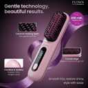 FLOWN Original Go Brush PRO [Five Minutes Hair Styling Routine] - No Damage Heat Brush with USB-C Charger - Electric Travel Pocket Brush for All Hair Types - Pink (Formerly Numoya)