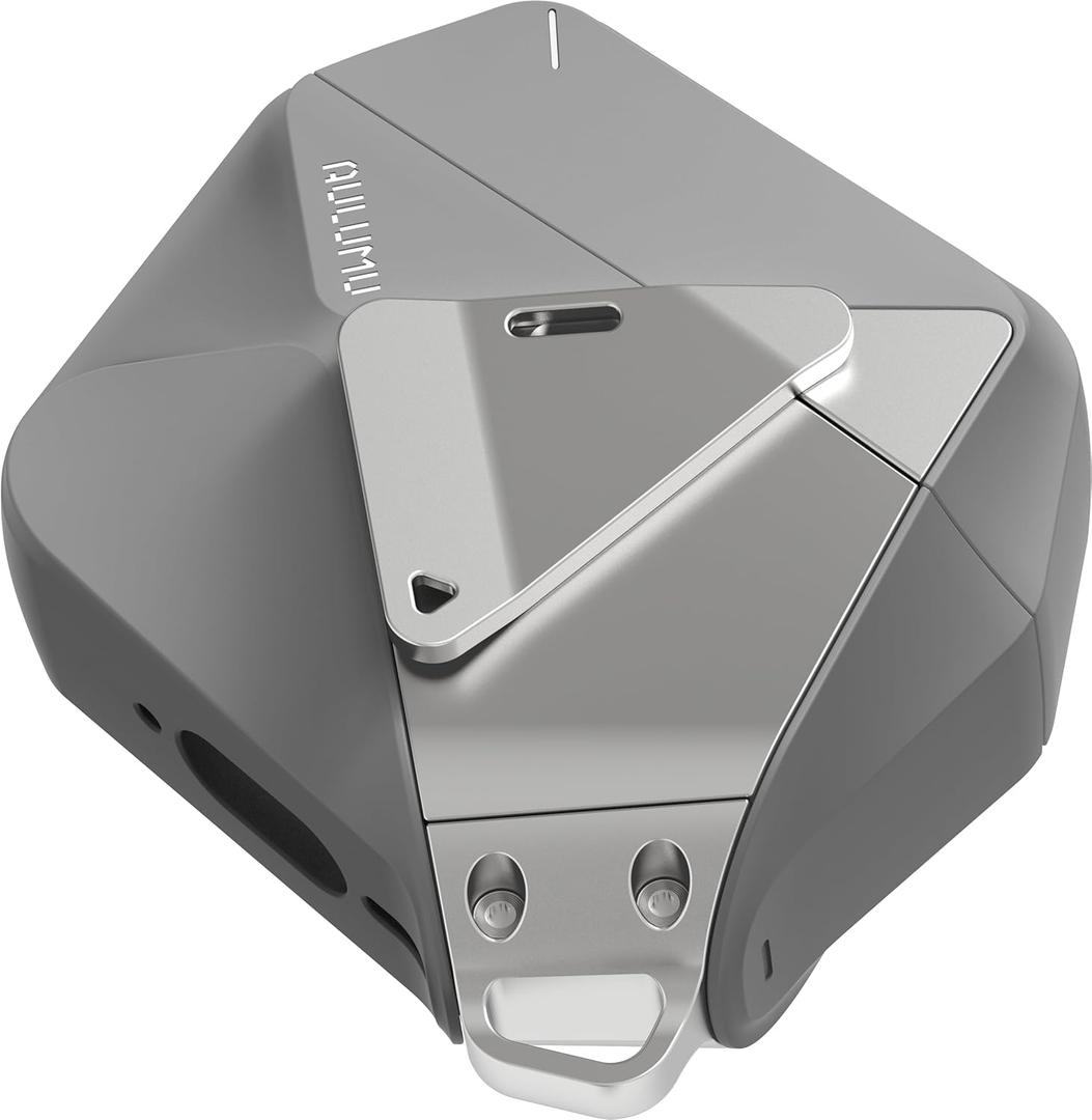 Aulumu A29 Geometric AirPods 4 Case with Lock | Protective Cover with Nylon Buckle | Alloy Armour | Compatible with Apple AirPods 4th (2024) - Grey (Gray)