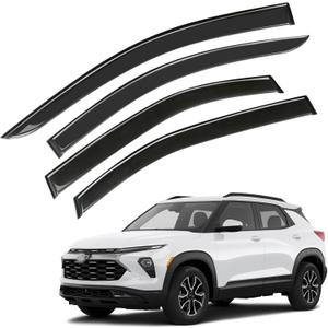 Window Visor Wind Deflector, 4PCS Tape-On Rain Guards for 2021 2022 2023 2024 2025 Chevrolet Chevy Trailblazer, Outside Mount Sun Shade Side Window Vent Visors, Black