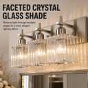 3-Light Crystal Bathroom Vanity Light Over Mirror, Nickel Modern Wall Light Fixture for Bathroom, Living Room, Bedroom, Hallway