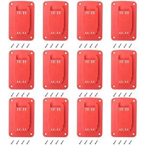 12packs Tool Holder For Milwaukee M18 & Dewalt 20v,Wall Mount Drill Holder with 48 Screws (red)