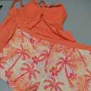 ROSEWE Womens Tankini Bathing Suits, Two-Piece Smocked Swim Dress, Print Swimsuits with Board Shorts (X-Large, Coral)