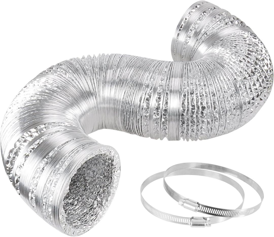 iPower GLDUCT10X25C Ducting Dryer Vent Hose for HVAC Ventilation with 2 Clamps,Exhaust Blower for Heating Cooling Booster, 10'' X 25', 1-Pack