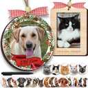 2 x 2 DIY Dog Christmas Photo Frame Ornaments Gift Set, Gifts for Cat Lovers, Dog Mom, Pet First Christmas Ornaments for Tree Hanging, Car Hanging Ornament for Dogs, Cat Holiday Decoration Gifts (4'')