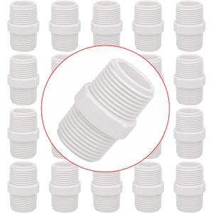 20Pack 1 Inch PVC Nipple Male Thread Coupling Adapter Connector for Thread plumbing Pipe, Home or Industrial Use, Schedule 40, (M x M)
