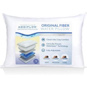 Mediflow Fiber: The First & Original Water Pillow, clinically Proven to Reduce Neck Pain & Improve Sleep. Therapeutic, Ideal for People Looking for Proper Neck Support (Single Pack)