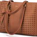 LOVEVOOK Laptop Tote Bag for Women 15.6 Inch Waterproof PU Leather Computer Bags Women Business Office Work Bag Briefcase,Brown
