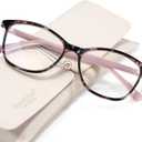 Madison Avenue Square Vintage TR90 Blue Light Blocking Reading Glasses for Women, Anti Eyestrain/Glare Computer Readers (Purple Demi)