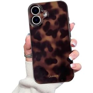 XQAGU Cute Phone Case for iPhone 16 Case Amber Leopard Full Camera Protective Slim Shockproof Aesthetic-Brown Amber