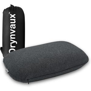 Memory Foam Camping Pillow - Lightweight & Portable Small Travel Pillow for Airplane & Train Travel, Camping, Backpacking, Removable Washable Cover, Easy to Clean, Includes Storage Bag (S-14.9*10.2*3.6in, Black Gray)