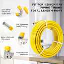 100FT CSST 1/2'' Gas Line 1/2in Flexible Gas Line, 100FT CSST Corrugated Stainless Steel Tubing Pipe, Natural Gas Hose Propane Pipe