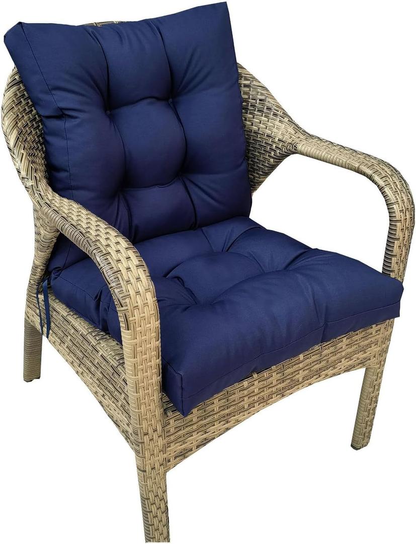 Outdoor Patio Chair Cushions Waterproof for Outdoor Furniture Thick Tufted Wicker Chair Cushion with Back Indoor Navy Blue Rocking Chair Pads,41.7"*20.8"*3.5" for Home Office