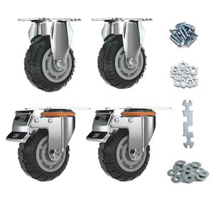 4 inch Caster Wheels with Brake 1000lbs,Heavy Duty Casters Set of 4 for Cart, Trolleys, Furniture and Workbench(2PCS Fixed Caster Wheels 2PCS Locking Swivel Casters)