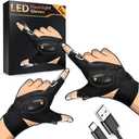 HANPURE LED Flashlight Gloves Stocking Stuffers for Adults Men Christmas Birthday Gift Idea for Dad Husband Him Boyfriend (1 Pack(with Replaceable Batteries))