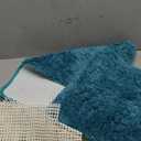 MIULEE Set of 2 Non Slip Shaggy Bathroom Rugs Extra Thick Soft Bath Mats Plush Microfiber Absorbent Water for Tub Shower Machine Washable (Teal, 16x24 inches)