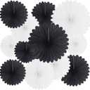 20 Pcs Black White Hanging Paper Fan, Hanging Honeycomb Round Paper Fans for Weddings, Birthdays, Christmas, Baby Showers, Classroom, Events Ceiling Party Supplies Decorations