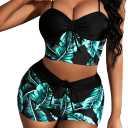 Lilosy Drawstring High Waisted Bikini Set Srting Swimsuit Spaghetti Strap Cami Top and Tie Side Shorts 2 Piece (X-Large)
