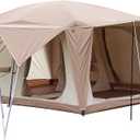 Vidalido 8-10 Person Camping Tent with 3 Door 2 Room Large Family Cabin Tents, Double Layer Waterproof Portable Glamping Tent, Big Tents for Outdoor Picnic Camping Hiking and Family Gathering,  Light Brown 