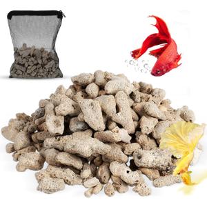 BESPORTBLE Fish Tank Filter Media Natural Crushed Coral for Freshwater Aquarium Reusable Coral Aquarium Substrate with Mesh Bag Ph Stabilizer and Pond Filter Media for Aquatic Pets