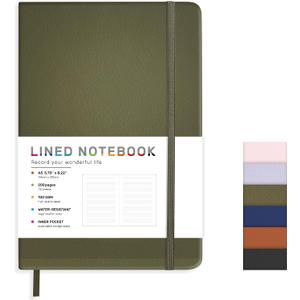 2 x Lined Journal Notebook for Women Men, 200 Pages A5 Hardcover Leather Journals for Writing,Travel,School,Office,Work,Business,College Ruled Notebooks for Note Taking, Diary Notepad 5.7"×8.3"(Green)