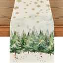 Artoid Mode Xmas Trees Snowflakes Gifts Christmas Table Runner, Seasonal Kitchen Dining Table Decoration for Outdoor Home Party 13x120 Inch (Green)