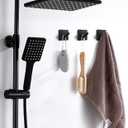 Bath Towel Hooks 4 Pack, Heavy Duty Wall Hooks for Bathrooms/Coat/Robe/Kitchen, Non-Punching self-Adhesive Hooks, Matte Stainless Steel Black