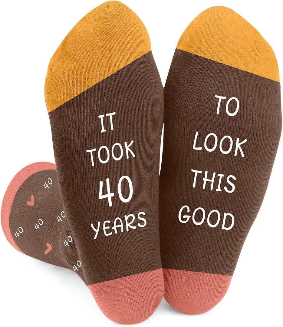 40th Birthday Gifts for Women,Mom Sister Best Friend Wife Girlfriend Grandma Birthday Gifts for Her,Novelty Socks (Brown)