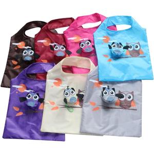 7pcs Cute Owl Portable Shopping Bag Foldable Grocery Folding Bags (Random Color)