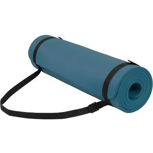 Yoga Mat, 1/2-Inch Extra Thick High Density Exercise Mat, Anti-Tear Exercise Yoga Mat with Carrying Strap, Suitable for Various Yoga Exercises (Navy Blue)