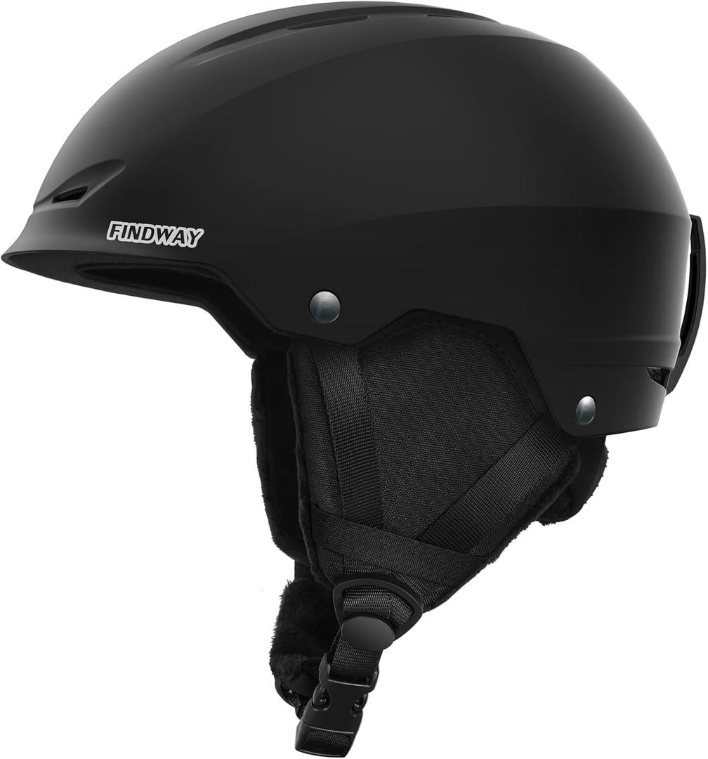 Findway Ski Helmet [Upgrade] Snowboard Helmet for Adults,[Goggles Friendly] Durable ABS Shell, Protective EPS Foam & Adjustable Dial, Snow Sport Helmet for Men, Women & Youth (Large, Black)