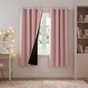 NICETOWN 100% Blackout Pink Curtains for Girls Room 2 Panels, W42 x L63 in per Panel, Privacy Protection & Thermal Insulated Grommet Window Drapes for Nursery Bedroom
