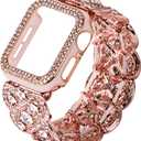 Bling Band with Case Compatible with Apple Watch Band 38mm 40mm 41mm 42mm 44mm 45mm for Women, Luxury Dressy Metal Strap with Diamond Rhinestone Bracelet Wristband for iWatch SE Series 7 6 5 4 3 2 1