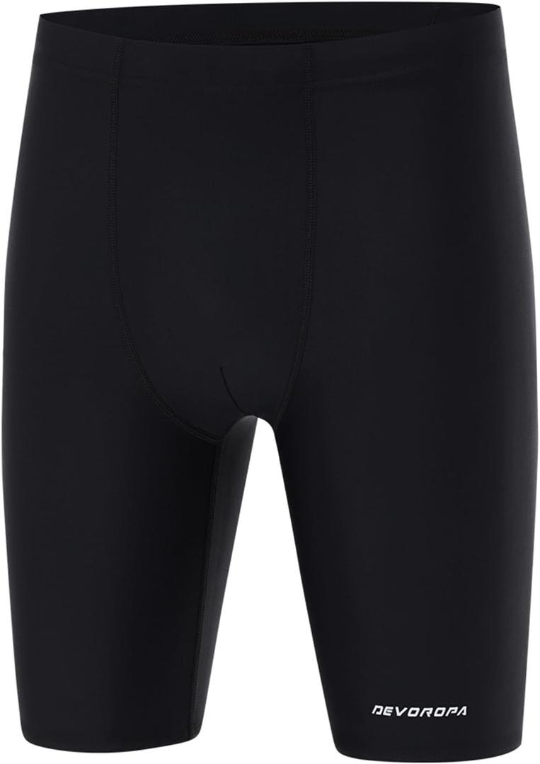 DEVOROPA Boys Swim Jammers Youth Competitive Swim Team Trunks Racing Swimsuit Athletic Swimming Shorts Regular Fit (Black, L)