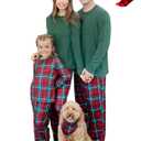PATPAT Family Christmas Pajamas Matching Sets Holiday Christmas Pjs for Womens Kids Sleepwear including Socks (X-Large, Green Tartan)