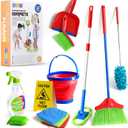 Play22 Kids Cleaning Set 12 Piece - Toy Cleaning Set Includes Broom, Mop, Brush, Dust Pan, Duster, Sponge, Clothes, Spray, Bucket, Caution Sign, - Toy Kitchen Toddler Cleaning Set - Original