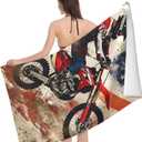 Motocross American Flag Beach Towel Dirt Bike Sand-Free Microfiber Bath Towel Ultra Soft Quick Dry Pool Towel Absorbent Towel Lightweight Towel for Outdoor Bathroom Swimming Decor 31inx51in