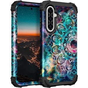 Hocase for Galaxy A36 5G Case, Heavy Duty Shockproof Protection Soft Silicone Rubber Bumper+Hard Plastic Hybrid Protective Case for Samsung Galaxy A36/A56 5G (6.7"" Display) 2025 - Mandala in Galaxy