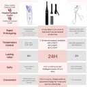 Heated Eyelash Curler, 10s Fast Heating 3 Temp Settings, Eye Lash Curler Heat with with 3 Kind of Detachable Brush Head Covers, No Lashes Damage, Natural Curling 24H for Women - Black