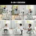 Jeep Milestone 6-in-1 High Chair by Delta Children - High Chair Converts to Stool, Booster Seat, Toddler Chair, Activity Table and Desk and Chair, Sage Green