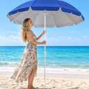 6ft Beach Umbrella with Sand Anchor and Carry Bag, Solid Blue
