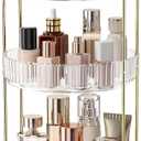 Oifecsie 360 Rotating Makeup Organizer, Large Capacity SkinCare Organizer, 3 Tier Cosmetic Skin Care Perfume Dresser Organizer, Fits Cosmetics, Perfume, Skin Care, Lipstick (Transparent White)