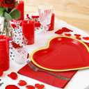 JarThenaAMCS 40Pcs Valentine's Paper Plate Gold Foil Heart Disposable Dessert Plate Red Dinnerware Plate for Wedding Anniversary Party Supplies, 7.3 In