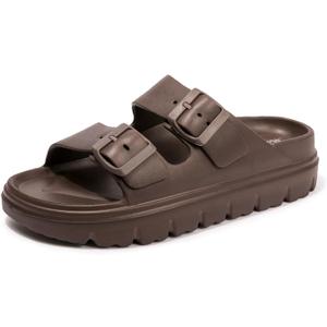 FUNKYMONKEY Women's Comfort Slides Double Buckle Adjustable EVA Flat Sandals (Size 8)