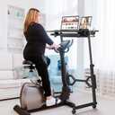Enayplon Small Standing Desk with Wheels, Portable Treadmill Desk, Rolling Desk Adjustable Height for Laptop, Mobile Standing Table for Walking Pad, Bedside Table, 21 inches x 21 inches x 43 inches