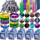 Gaming Party Supplies Set - 64 Pack Video Game Birthday gifts set, 10 Gaming Themed Gift Boxes, 10 Bookmarks, 10 Badges, 10 Bracelets & 24 Stickers Decoration