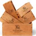 Barydat Set of 5 Wood Crates for Display Decorative Nesting Wooden Crate Storage with Handles Vintage Farmhouse Style Decorative Boxes Multipurpose Fruits Vegetables Boxes(Brown,Classic)