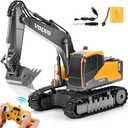 DOUBLE E Volvo RC Excavator Remote Control Excavator Toy for Boys Full Function Construction Vehicles Toys with Shovel for Outdoor Play Sandbox Digger Toys Gifts for Kids