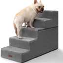 Dog Stairs for High Bed 22.6" H,5-Step Dog Steps for Small Dogs and Cats,Indoor Non-Slip Balanced Pet Stairs are Suitable for Puppy,Older Cat,Grey