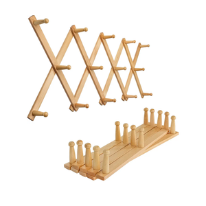 SKOLOO Hat Rack for Wall with 14 Hooks, Pack of 2, Solid Wooden, Modern, Expandable Coat Rack Wall Mount for Coats, Hats, Bags, Baseball Caps, Natural Color